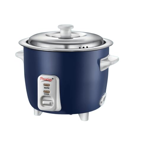 Prestige Cute 0.6-2 SS 300W Electric Rice Cooker Dark Blue|0.6L Open Type|Stainless Steel Cooking Pan 2U|Can Cook Upto 0.3Kg Of Rice|Cool Touch Handles|1 Year Warranty