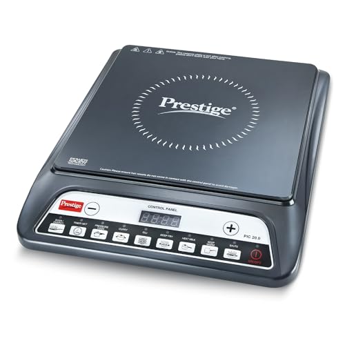 Prestige PIC 20 1600 Watts Induction Cooktop | 4KV Surge Protection | 8 Preset Indian Menu Options & Timer | Soft Touch Button | Easy to Clean | Portable | Black | 1Y Warranty | BIS