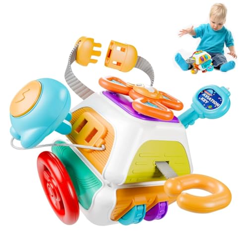 PRIME DEALS 10 in 1 Activity Busy Cube Board Learning Toys Montessori Sensory Toy Toddler 1-3 Infant Car Seat Plane Travel Kids Educational Activity Cube Toy