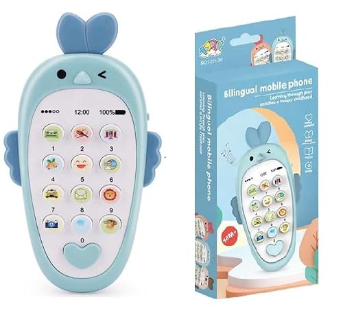 PRIME DEALS Baby Cell Phone Toy with Music Sensory Learning Toys with 12 Functions with Light Music Toys for 1 Year Old Girl/Boys Teething Toys for Babies Infants Gifts for Kids (Pack of 1)