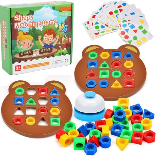 PRIME DEALS Geometric Shape and Color Matching Puzzle Board Game with Bell for Kids 3+ Years | Sensory Educational, Fun and Learning Toy for Children | Ideal for Gifting