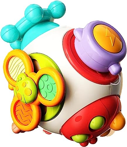 Prime Deals Montessori Busy Fidget Cube Sensory Busy Cube for Toddlers Travel Toy with Developmental & Educational Learning Activities; Perfect Baby Gift for 18 Months (Spinner), Multicolor