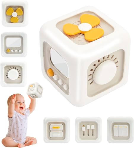 Prime Deals Montessori Toys 6 in 1 Preschool Board & Sensory Busy Activity Cube Toys for Toddlers Early Learning Fine Motor Skills Development Educational Travel Toy Birthday Gifts (Fan).