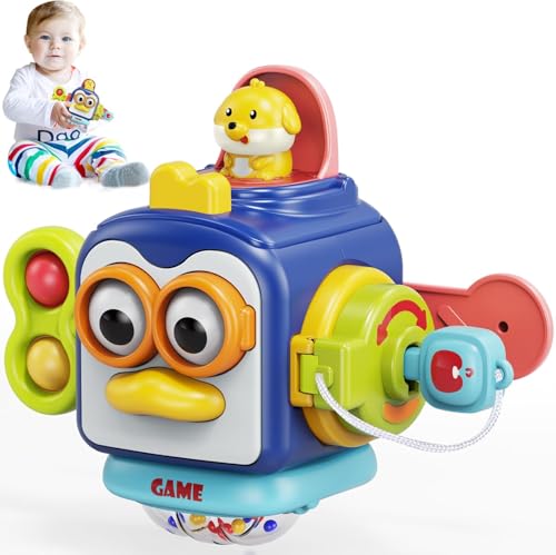 PRIME DEALS Sensory Montessori Toys 6 in 1 Preschool Board Sensory Busy Board Activity Cube Toys for Toddlers Early Learning Fine Motor Skills Development Educational Toys Travel Toy Birthday Gifts