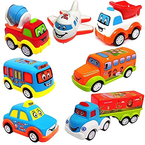 PRIME DEALS Unbreakable Pull Back Vehicles| Push and Go Crawling Toy for Kids & Children, Power Friction Cars for 3+ Years Old Boys|Girls (Pack of 7)., Multicolor