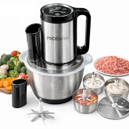 PROELECTRO Electric Chopper For Kitchen Use 700 Watts Powerfull 100% Pure Copper Motor | 7 Attachments With Touch Control | 7-in-1 Food Processor, Meat & Vegetable Chopper (3 Liter)