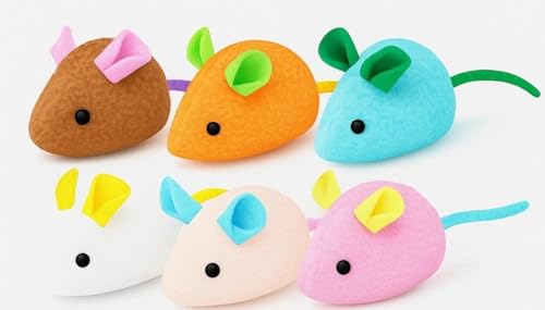 PSK PET MART Cat Mice Toys Pack of 6 – Soft Plush Catnip Filled Mouse Toys for Indoor Cats & Kittens