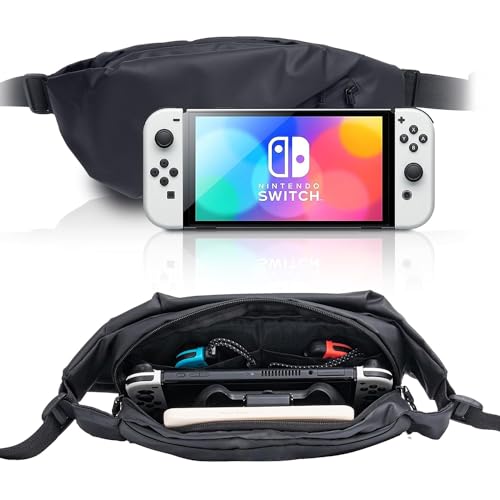 PSS Travel Bag for Switch/Lite/OLED Portable Waterproof Backpack Carrying Shoulder Chest Gaming Crossbody Bag Case Compatible with Nin/tendo Switch Joy-Cons Accessories (Crossbody Bag)