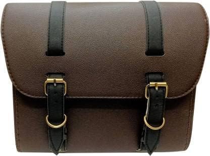 Pure Biking Motorcycle Saddle Bag, Heavy Duty, Compatible with RE Classic Bullet 350/500cc (Brown Side Bag)