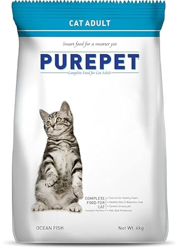 Purepet Adult Dry Cat Food 6kg | Ocean Fish Flavour | Taurine for Heart Health | Skin & Coat Care | Urinary pH Control | Hairball Protection