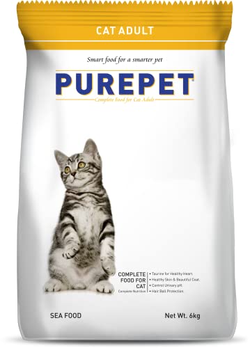 Purepet Adult Dry Cat Food 6kg | Seafood | Taurine for Heart Health | Skin & Coat Care | Controls Urinary pH | Hairball Protection