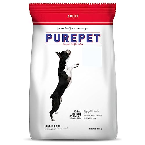 Purepet Adult Dry Dog Food 10kg | Meat & Rice Flavour | Promotes Health & Vitality | Immune Support | Healthy Digestion | Nutrient Rich