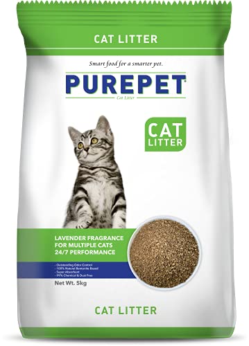 Purepet Cat Litter for All Breeds 5kg | Lavender Fragrance | Pet Friendly | Litter Tray Refill