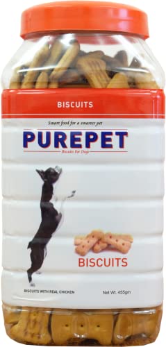 Purepet Dog Treats Biscuits 455g Pack | Real Chicken flavour | Active behaviour | Oral Health | Training and Behaviour | Healthy Immune System