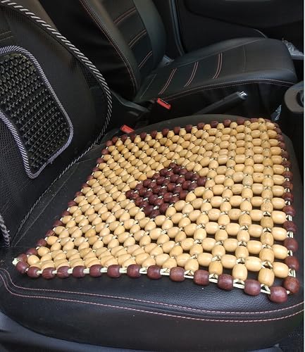 Q1 Beads SBeige Wooden Beads Acupressure Mat Car Accessories Beads Seat Cover for Driver/heating pad/gel pad cover cushion for CAR/Office chair/Home Chair/Sofa/Jhula/Swing/Truck/Bus/Tempo(Small,Beige)