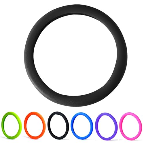 Qiyibei silicone Car Steering Wheel Cover, Elastic Silica Gel, Non-slip, Non-heat-absorbing，Cool in Summer, Universal 15 inch (black)