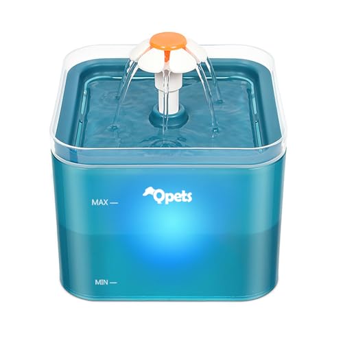 Qpets® 2.2L Pet Water Fountain with LED Light Cute Floral Water Fountain Cat Dog Water Dispenser with Filter, Water Dispenser for Cat, Dog Water Fountain Dog Water Fountain for Cats USB Plug and Play