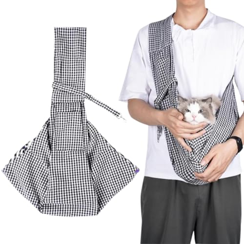 Qpets® Small Cat Travel Bag Dog Carrier Bag, Foldable Outdoor Cat Dog Backpack Sling Bag, Breathable Cat Carriers Bag Adjustable Strap Pet Bag with Snap Button Shoulder Bag (Suitable for 6kg Below)