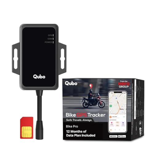 Qubo Wired Bike GPS Tracker from Hero Group | Free 30 Days Pre-Recharged 4G SIM + Cloud Subscription | Live Tracking | Engine On-Off Alerts | Anti-Theft | Plug & Play | Accident Alerts