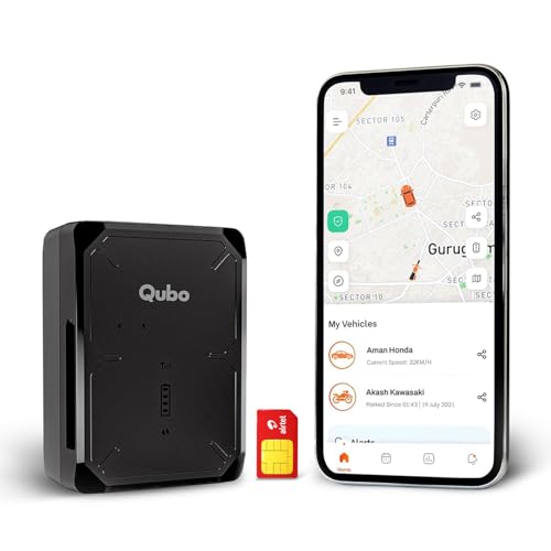 Qubo Wireless GPS Tracker from Hero Group | Free 4G SIM & 12 Months Recharge + 1 Year Cloud Subscription | Voice Monitoring | 10000 mAh Battery | Ride Start & Geo Fence Alerts | For Car, Bike, & Truck