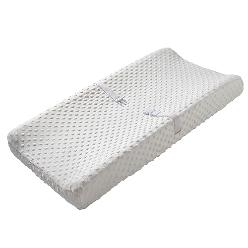 Queness Baby Changing Pad Cover, Ultra Soft Minky Dot Changing Table Pad Cover for Diaper Changing Pad, Change Table Sheets, Ideal Shower Gift for Newborn Girls and Boys (White)