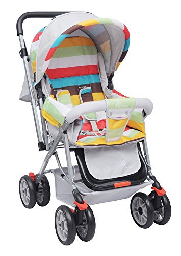 R for Rabbit Lollipop Lite Baby Stroller for 0 to 3 Years Pram with 5 Point Safety Harness, Reversible Handlebar & Cushioned Seat with 3 Level Seats Recline/Lightweight Stroller for Kids (Rainbow)