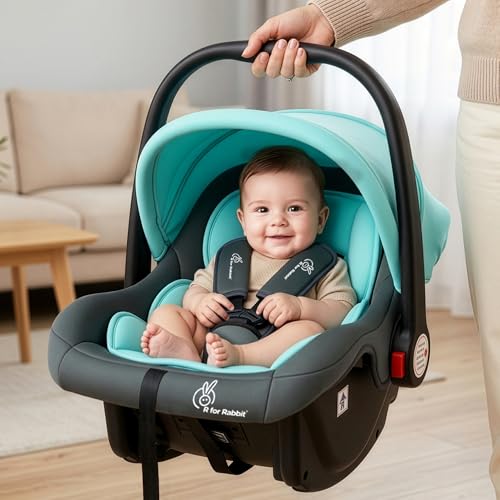 R for Rabbit Picaboo Baby Carry Cot, 4 in 1 Multi Purpose Kids, Infant Car Seat, Rocker for Infant Babies of 0 to 15 Months & Weight Capacity Upto 13 Kgs with (Blue Grey)