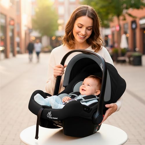 R for Rabbit Picaboo Sportz Baby Carry Cot, 3 in 1 Multi Purpose Kids Carry Cot, Feeding Chair, Rocker for Infant Babies of 0 to 15 Months & Weight Capacity Upto 13 Kgs (Grey Black)
