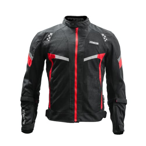 Raida Bolt Motorcycle Jacket | CE Level 2 Armors | Abrasion Resistance Fabric | Lightweight (2XL, Red)