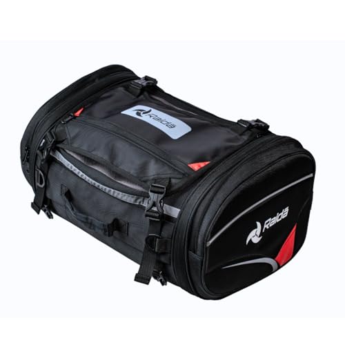Raida Compass T43 Motorcycle Tail Bag | 43L | 1680D Tear-Resistant Fabric, EVA Panels | Detachable Luggage Flap | Backpack Convertible | Rain Cover Included