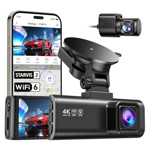 REDTIGER New F7NP [2026 Edition] 4K Front and 1080P Rear Dash Cam, STARVIS 2 IMX675 Sensor, 5.8GHz Ultra-Fast WiFi 6, GPS, WDR & HDR Night View, 170° Wide Angle, Heat Resistant, SD Card Not Included