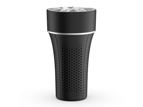 Reffair AX50 Car Air Purifier with Plasma Ionizer & UVC Light H13 True HEPA Filter | 2.5x Powerful Airflow | Slim 6.5cm Base Fits All Cars | Patented Model | Ambient Light (Black)