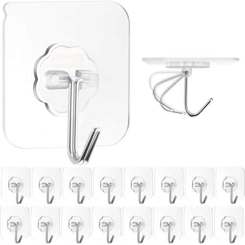 REWOF Self Adhesive Magic Sticker Transparent Panel Support Hooks, Strong Wall Hanging Pads for Bathroom & Kitchen, Tissue Towel Rack Sticker, No-Drill Holder for Racks & Shelves(Pack of 10)