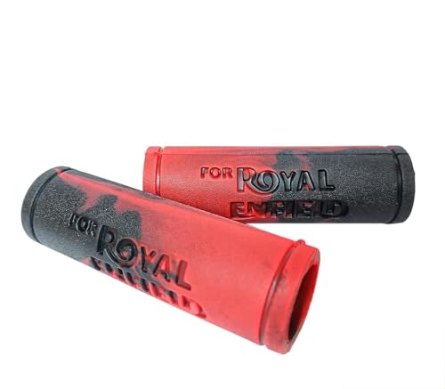 Ride Emerald Rubber Handle Grip Compatible with RE Classic, Electra, Standard 350cc, 500cc Motorcycles (Red Grip)