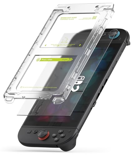 Ringke Easy Slide Compatible with Nintendo Switch 2 Screen Protector with Installation Tool [2 Pack] [Anti-Scratch] HD Clear 9H Tempered Glass with Oil Resistant Coating