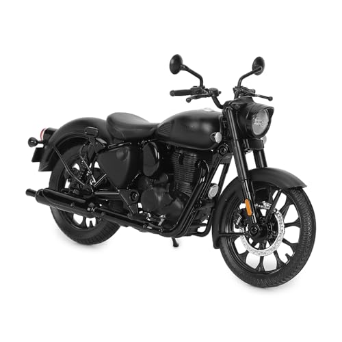 Royal Enfield New Classis 350 Scale Model | 1: 12 | Rear-View Mirrors | Free Rolling Wheels | Steerable Handlebar | Working Rear Suspension and Side Stand | Stealth Black