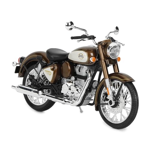 Royal Enfield New Classis 350 Scale Model | 1: 12 | Rear-View Mirrors | Free Rolling Wheels | Steerable Handlebar | Working Rear Suspension and Side Stand | Medallion Bronze