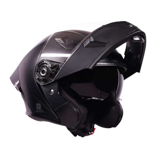 Royal Enfield Stealth Modular Helmet with A Free Visor | ISI & DOT Certified | HIGH IMAPACT Grade ABS & Fiberglass | Internal Fabric- POLYGEINE | HIGH Density EPS Liner MATT Black (L) 60 CM