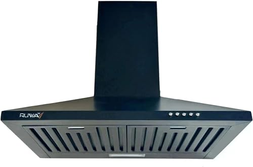 RUWA VIVA 60 cm Wall Mounted Kitchen Chimney Black | 1000 CMH Suction | Baffle Filter | 3 Speed Push Button Control | Low Noise | Ideal for 2–4 Burner Stoves
