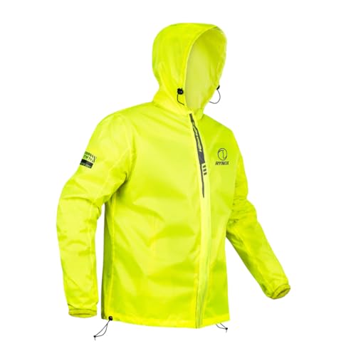 Rynox Unisex Adult H2Go Pro 3 Rain Standard Length Jacket I 15000mm Waterproof Nylon Shell | Motorcycle Riding Rain Jacket | Heat Sealed Seams | Drycore WR Zippers - Hi-Viz Green, Small