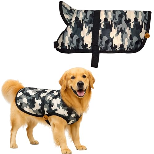 Sage Square Fleece Lined Warm Dog Jacket Windproof Camouflage Dog Vest Winter Coat, Apparel for Cold Weather Jacket, Random (1 Piece) (Camouflage, 3XL - 24 Inch)