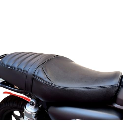 Sahara Seats Compatible with Highness CB350 Half Stripes Leatherette Cushion Seat Cover (Black)