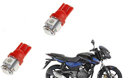 SAMARTH DEALS Red Color - 5 SMD LED T10 Parking Bulb Bike Indicator Light-for All Bikes - 2 PCS