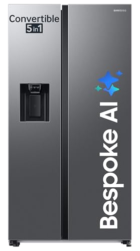Samsung 633 L, 3 Star, Frost Free, Double Door, Convertible 5-in-1 Digital Inverter, Side By Side Refrigerator with AI, WiFi & Water & Ice Dispenser (RS78CG8543S9HL, Silver, Refined Inox)