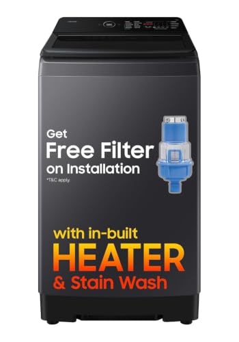 Samsung 8 Kg, 5 Star, Hygiene Steam, Ecobubble, Quick Wash, Soft Closing Door, Digital Inverter, Fully-Automatic Top Load Washing Machine (WA40F08H2CTL, In-Built Heater, Stainwash, Deep Charcoal)