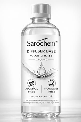 Sarochem™ Diffuser Base (Liquid) Odour-Free & Crystal Clear | Alcohol & Phthalate Free | Long-Lasting Proprietary Blend with Consistent Scent Throw | Universal Base for All Fragrance Families - 500ml