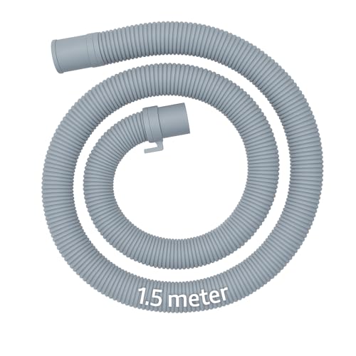 SBD 1.5 Meter easyfit Top load Fully/Semi Load Washing Machine Outlet Drain Waste Water Hose Flexible Hose Pipe| Corrugated Leakagefree Flexible Drain Outlet Pipe (Pack Of 1) (Grey, 1.5 Mtr)