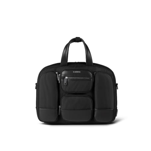 Scarters Terminal Office Bag for Men | 16 inch Laptop Messenger Briefcase | 24L Spacious Multi-Compartment Shoulder Bag | Water Resistant Nylon | AirTag Pocket | Office & Travel (Black)
