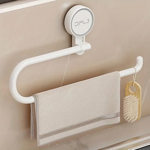 SHALVI Hand Towel Holder for Bathroom | Towel Hanger | Wall-Mounted Towel Holder | Towel Bar with Vacuum Suction | Napkin Holder for Kitchen Easy One Push Installation White