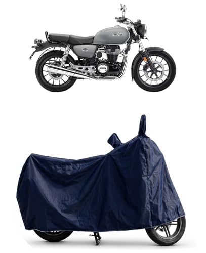 Shield Heavy Duty Bike Cover for Honda Hness Cb350 | All-Season, Tear-Proof Fabric | with Side Mirror Pocket & Buckle Belt | Honda Hness Cb350 Bike Cover (Blue)